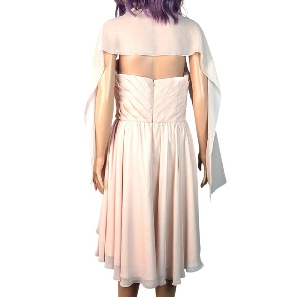 Affairs by Mori Lee Madeline Gardner Blush Pink Peach Strapless Chiffon Layered - Picture 2 of 15